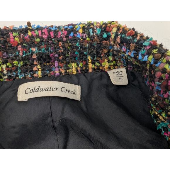 Coldwater Creek Rainbow Multicolor Women's Tweed Zip Jacket Blazer 16 Wool Work - Picture 5 of 9